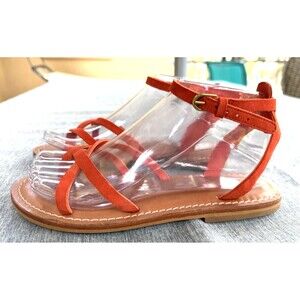 Clean EUC Boden Sandals Womens Sz 6 (37) Strappy Ankle Wrap Orange Leather Flat